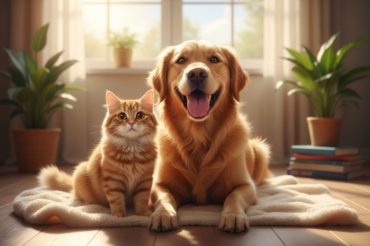 happy cat and dog